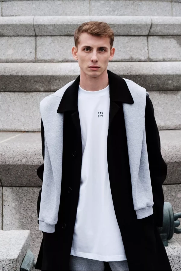 Мужской спортивный костюм тройка, на флисе, белый