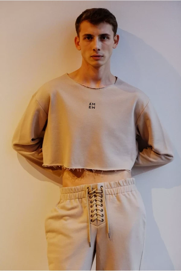 Мужской спортивный костюм, на флисе, белый