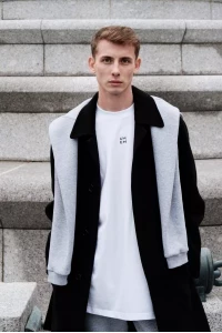 Мужской спортивный костюм тройка, на флисе, белый