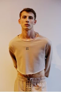 Мужской спортивный костюм, на флисе, белый