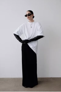 Black skirt and white shirt