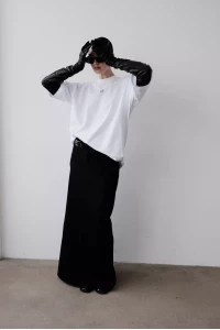 Black skirt and white shirt