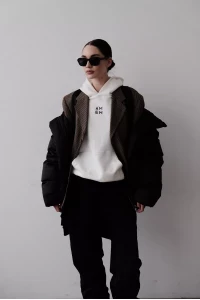 Three: Black skirt and jacket, white shirt