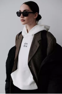 Three: Black skirt and jacket, white shirt