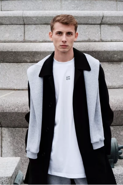 Мужской спортивный костюм, на флисе, серый